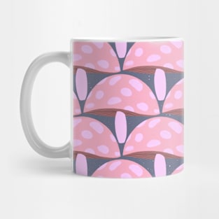 Woodland Mushrooms on a Slate Blue Background Mug